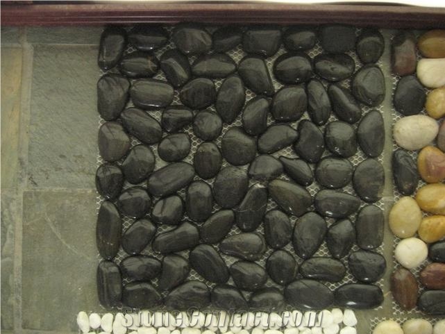 Black Polished Pebble Stone,River Stone,Striped Pebbles
