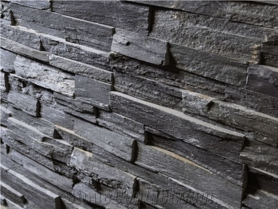 China Slim Black Slate Cultured Stone