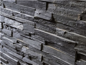 China Slim Black Slate Cultured Stone
