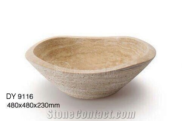 Beige Travertine Cheap Bowls, Wholesale Stone Vessel Sinks, Distributed Farm Basins, Factory Nature Stone Sinks, Manufactured Cheap Square Wash Basins