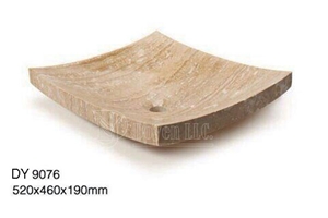 Cream Travertine Cheap Bowls, Wholesale Stone Vessel Sinks, Distributed Farm Basins, Factory Nature Stone Sinks, Manufactured Cheap Square Wash Basins