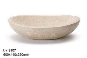 Crema Marfil Cheap Marble Bowls, Wholesale Stone Vessel Sinks, Distributed Farm Basins, Factory Nature Stone Sinks, Manufactured Cheap Oval Wash Basins