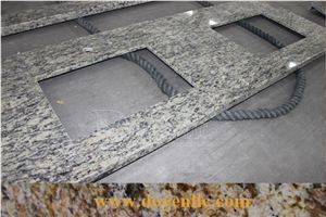 Santa Cecilia Beige Granite Vanity Countertops Double Holes Double Sink Vanity Top
