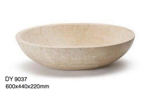 Spain Cream Colored Cheap Marble Bowls, Wholesale Stone Vessel Sinks, Distributed Farm Basins, Factory Nature Stone Round Sinks, Manufactured Cheap Square Wash Basins