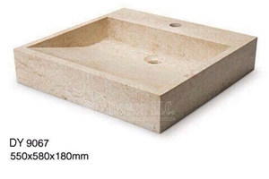 Spain Cream Colored Cheap Marble Bowls, Wholesale Stone Vessel Sinks, Distributed Farm Basins, Factory Nature Stone Round Sinks, Manufactured Cheap Square Wash Basins