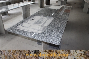 Spray White Cheap Granite 3/4" Half Bullnose Kitchen Bench Tops