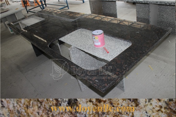 Tan Brown India Granite 3/4" Dupont Edge Worktops