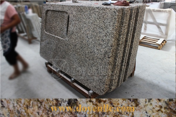Tiger Skin Chinese Pink Granite Customized Island Countertop