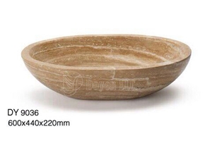 Travertine Cream Cheap Oval Bowls, Wholesale Stone Vessel Sinks, Distributed Farm Basins, Factory Nature Stone Sinks, Manufactured Cheap Square Wash Basins