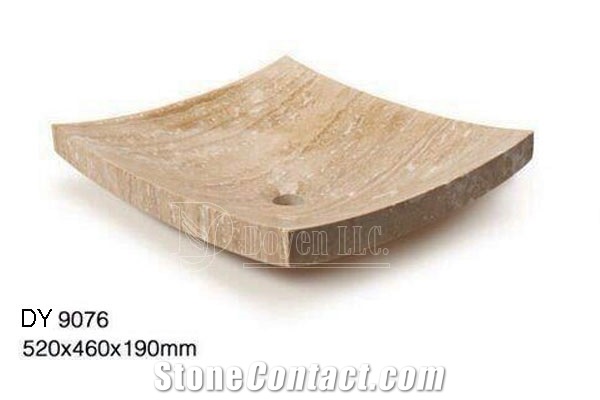Travertine Cream Cheap Oval Bowls, Wholesale Stone Vessel Sinks, Distributed Farm Basins, Factory Nature Stone Sinks, Manufactured Cheap Square Wash Basins