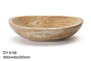 Travertine Cream Cheap Oval Bowls, Wholesale Stone Vessel Sinks, Distributed Farm Basins, Factory Nature Stone Sinks, Manufactured Cheap Square Wash Basins