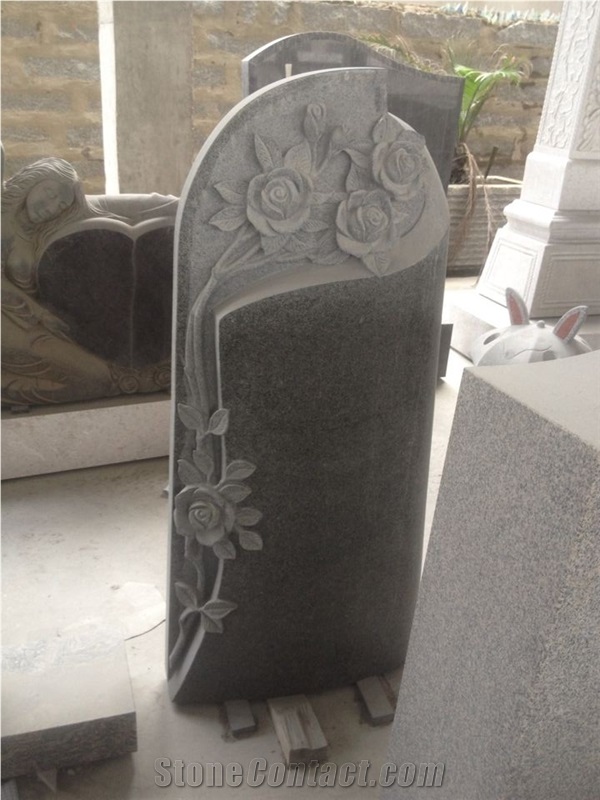 Multicolor Grain Double Stone Cross Tombstone