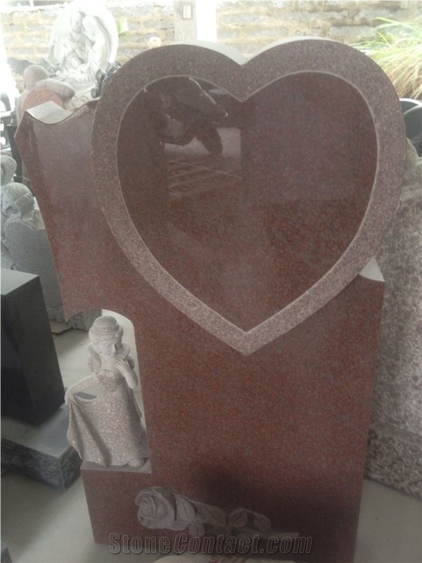 Multicolor Grain Double Stone Cross Tombstone
