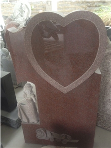 Multicolor Grain Double Stone Cross Tombstone