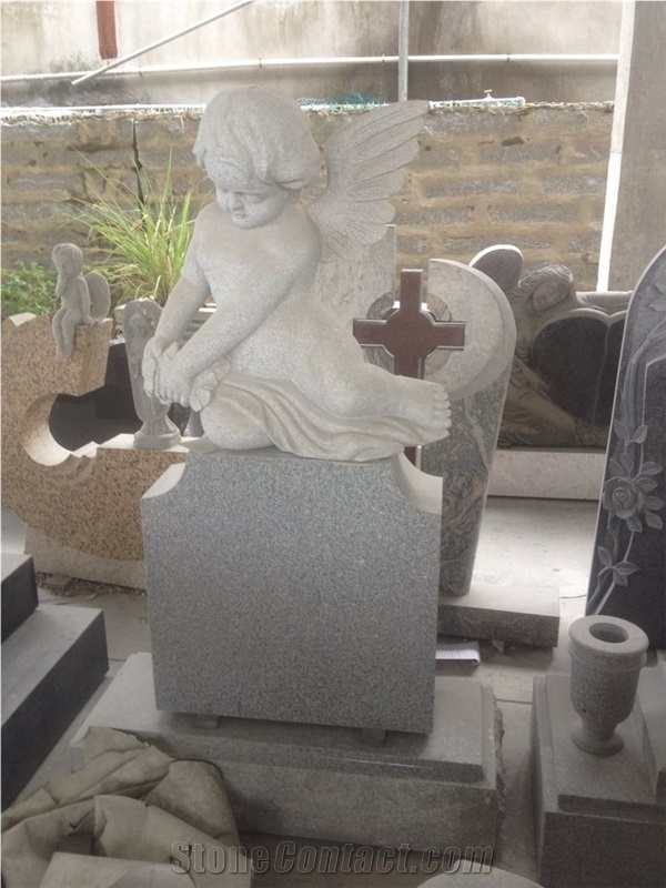 Multicolor Grain Double Stone Cross Tombstone