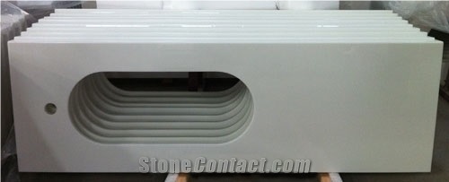 Crystalize Class White Kitchen Countertops,3/8" Radius Finish Engineering Kitchen Countertops