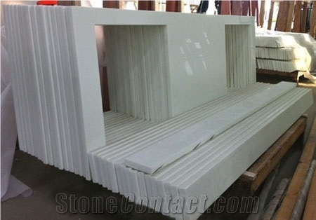 Crystalize Class White Kitchen Countertops,3/8" Radius Finish Engineering Kitchen Countertops