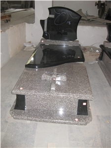 G664 Black Granite Tombstone & Monuments,G664 Pink and Black Granite Western Style & European Style Single Memorial