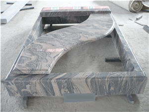 China Juparana,Color Fantacy Tombstone,Gravestone,Headstone,Spary White Granite Tombstone