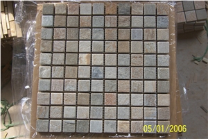 Floor Mosaic,Slate Mosaic,China Multicolor Slate Mosaic