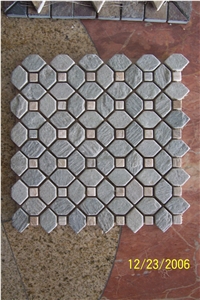 Floor Mosaic,Slate Mosaic,China Multicolor Slate Mosaic
