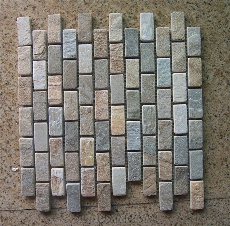 Floor Mosaic,Slate Mosaic,China Multicolor Slate Mosaic
