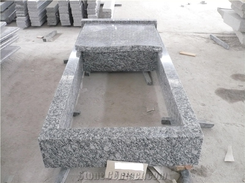 G629 Wave Flower Tombstone,Gravestone,Headstone,Spary White Granite Tombstone