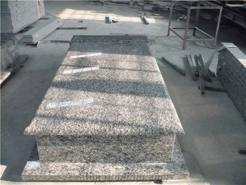 G629 Wave Flower Tombstone,Gravestone,Headstone,Spary White Granite Tombstone