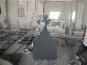 G654 Tombstone,Gravestone,Headstone,Chinese Dark Grey Granite Romanian Style Tombstone