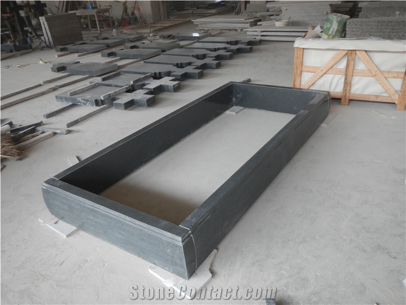 G654 Tombstone,Gravestone,Headstone,Chinese Dark Grey Granite Romanian Style Tombstone