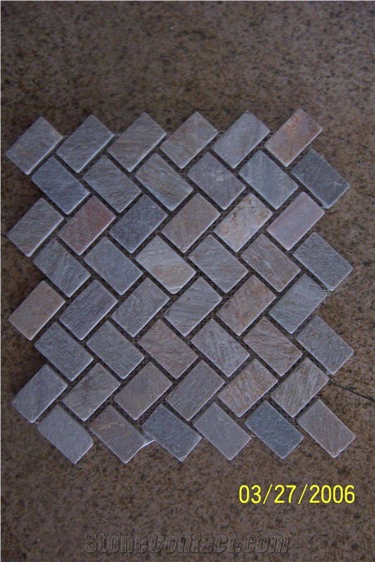 Slate Mosaic,China Multicolor Slate Mosaic,Floor Mosaic