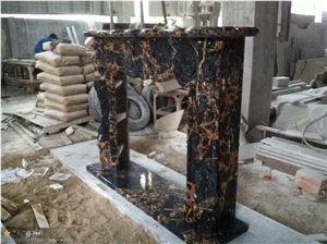 Stone Fireplace Mantel with Marble