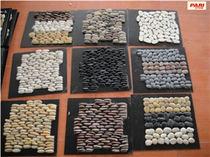 Stone Pebble Mosaic with Net for Paving