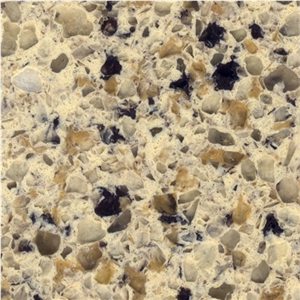 Beige Manmade Quartz Artificial Quartz Big Slab, Half Slab, Tiles, Cut to Size, Golden Flower