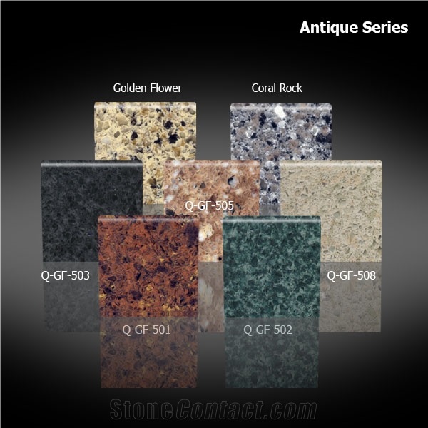 Beige Manmade Quartz Artificial Quartz Big Slab, Half Slab, Tiles, Cut to Size, Golden Flower