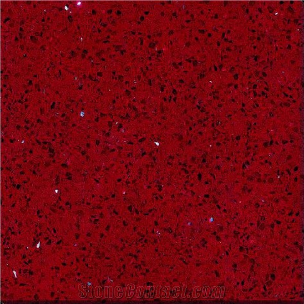 Red Manmade Quartz Artificial Quartz Big Slab, Half Slabs, Tiles, Cut to Size, Zs-208/Starlight Red