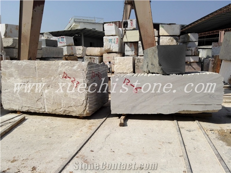 China White Crystal Wood Grain Marble Blocks