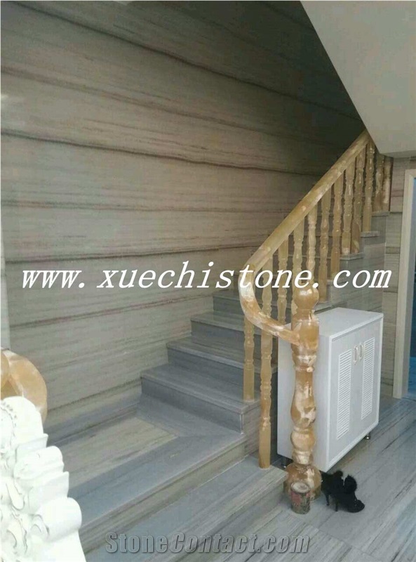 Crystal Wood Grain Marble Slabs for Hotel Staircase