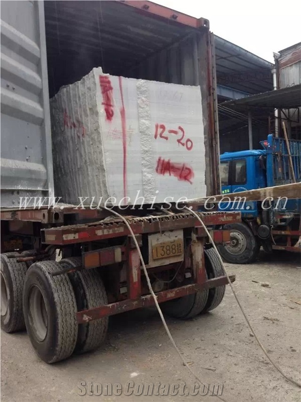 Crystal Wood Grain Marble Stone Blocks, China White Marble