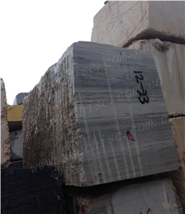 Natural Crystal Wood Grain Marble Big Blocks, China White Marble