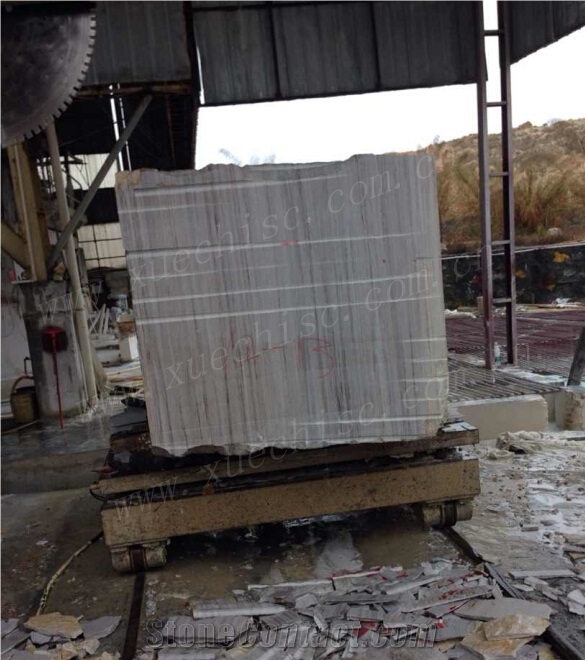 Natural Crystal Wood Grain Marble Big Blocks, China White Marble