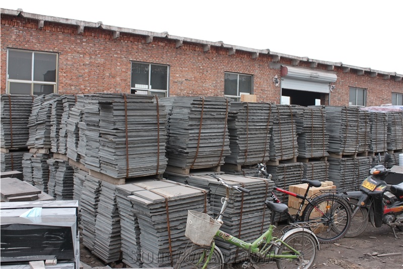 Absolute Black Granite, China Black Granite Flamed Tiles, Shanxi Black Granite Flamed Tiles
