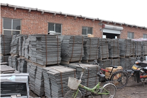 Absolute Black Granite, China Black Granite Flamed Tiles, Shanxi Black Granite Flamed Tiles