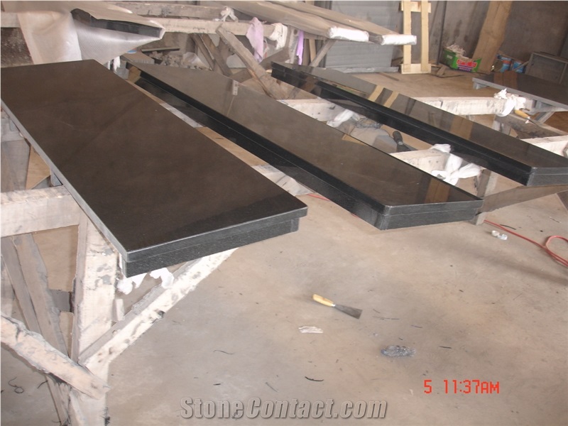 Absolute Black Granite, China Black Granite Flamed Tiles, Shanxi Black Granite Flamed Tiles