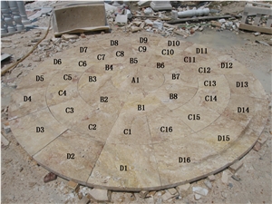 Beige Travertine Pool Fountain with Floor in Side