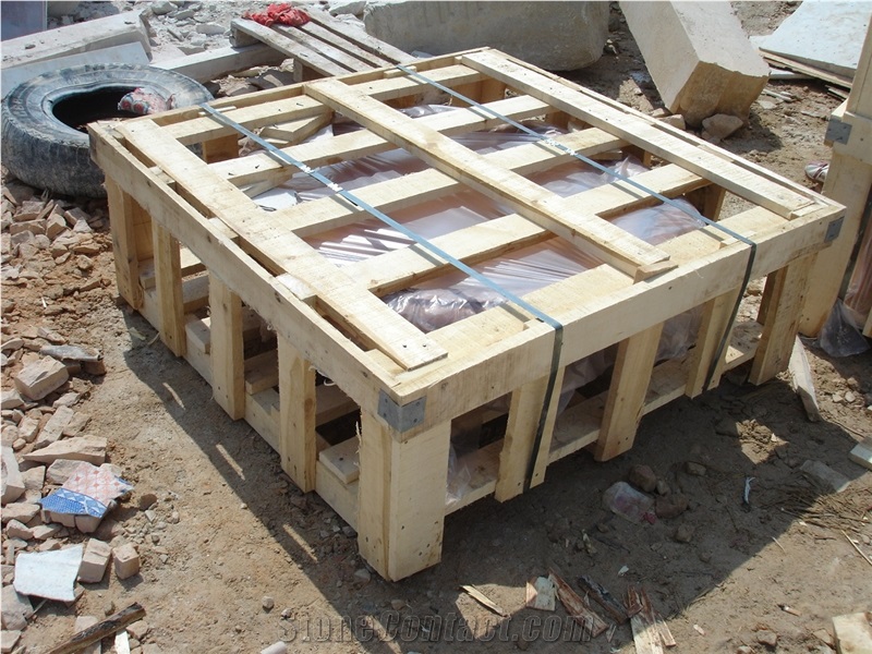 Beige Travertine Pool Fountain with Floor in Side