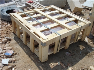 Beige Travertine Pool Fountain with Floor in Side