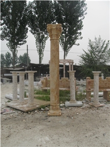 China Beige Travertine Column
