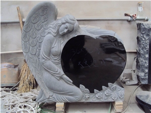 China Shanxi Black Natural Granite Tombstone,Black Granite Monument