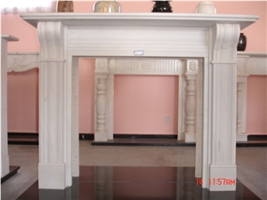 Cream Marfil Marble Fireplace Mantel Modern Style Handcarved Surround